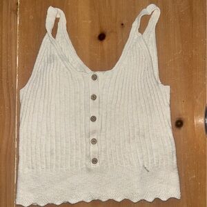 Abercombie & Fitch Ivory Cotton, Rib,
Button-up Tank Top